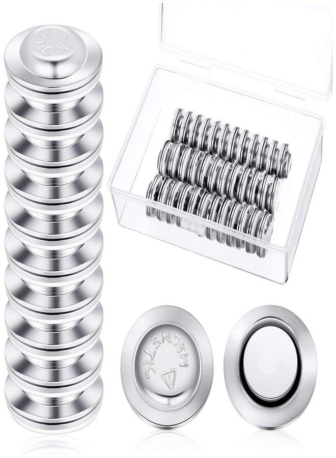 Outus 48 Pieces Magnetic Name Badge Holders Round Name Badge Magnets Adhesive Name Tag Holders ID Badge Holders Magnet Tags with Plastic Box - Image 1